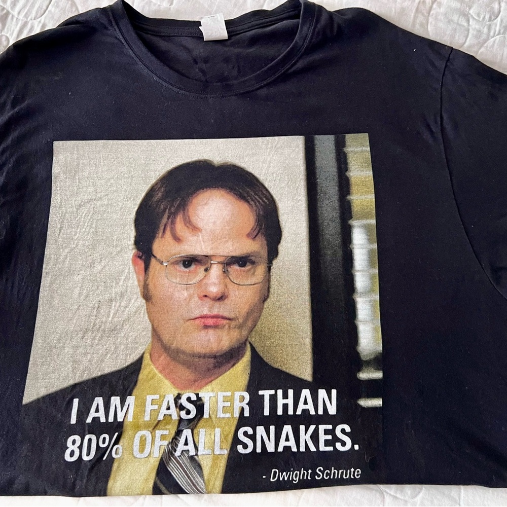Black Graphic T-Shirt with Dwight Schrute Print